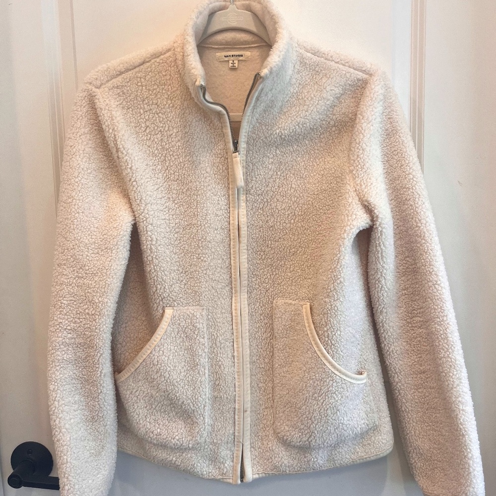 Max Studio Sherpa Zip Up Lightweight Jacket Size Small